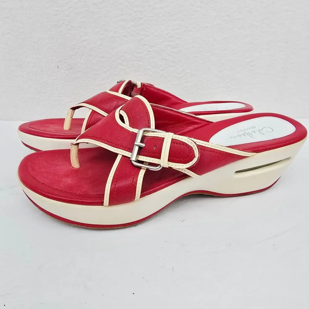 Cole Haan Criss-Cross Heeled Sandals Red 9